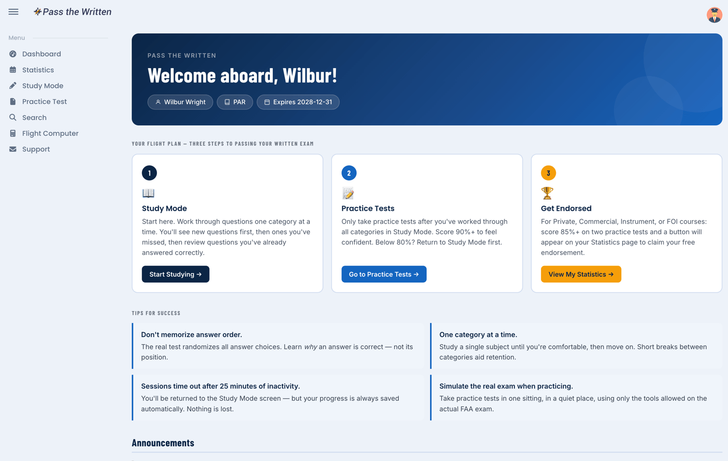 Student dashboard